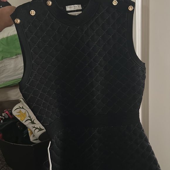 Sandro black quilted sleeveless dress with gold  buttons size small - Picture 4 of 4